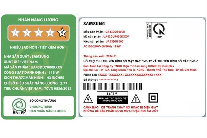 Smart Tivi Samsung 4K 43 Inch 43DU7000